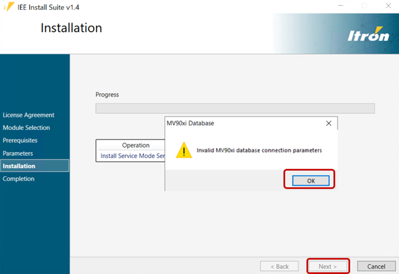 Installation dialog.